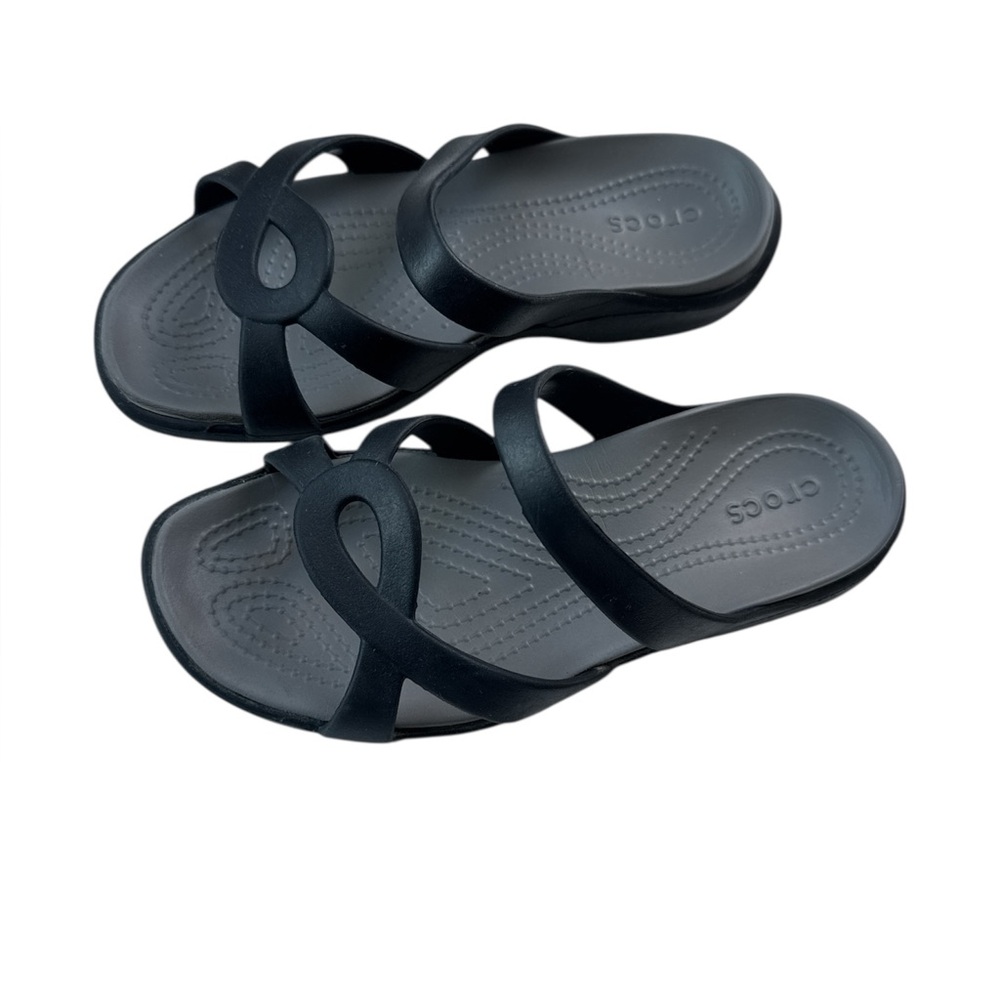 Crocs Meleen Twist sandals in black/smoke Size 6 - Picture 2 of 8